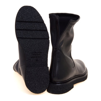 Tronchetto Guglielmo Rotta in pelle con gambale stretch, suola in gomma e zip - 4