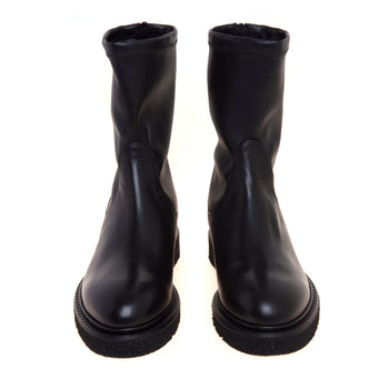 Tronchetto Guglielmo Rotta in pelle con gambale stretch, suola in gomma e zip - 5