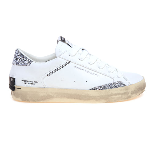 Sneaker Crime London Distressed in pelle con dettagli in glitter