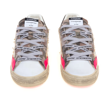 Sneaker Crime London Deconstructed in canvas camuflage, glitter argentio e pelle - 5