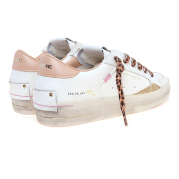 Sneaker Crime London SK8 Deluxe in pelle con talloncino cipria e lacci leopardati - 3