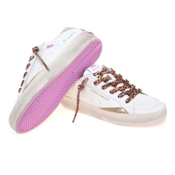 Sneaker Crime London SK8 Deluxe in pelle con talloncino cipria e lacci leopardati - 4