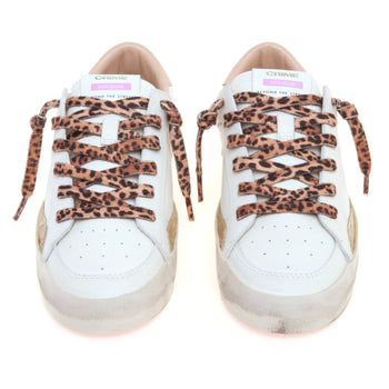 Sneaker Crime London SK8 Deluxe in pelle con talloncino cipria e lacci leopardati - 5
