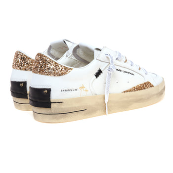Sneaker Crime London SK8 Deluxe in pelle con inserti in glitter oro - 3