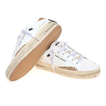 Sneaker Crime London SK8 Deluxe in pelle con inserti in glitter oro - 4