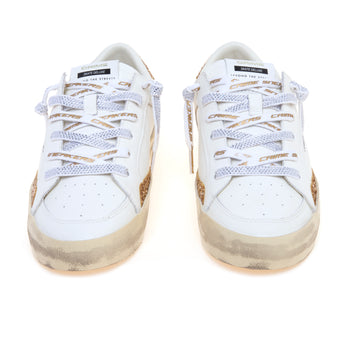 Sneaker Crime London SK8 Deluxe in pelle con inserti in glitter oro - 5