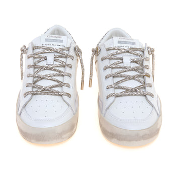 Sneaker Crime London SK8 Deluxe in pelle con talloncino in glitter e lacci strass - 5