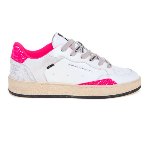 Sneaker Crime London Chelasea in pelle e glitter fuxia