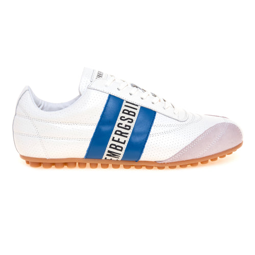 Sneaker Bikkembergs soccer in pelle microforata con fascia laterale navy