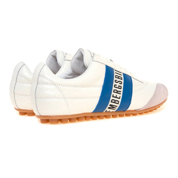 Sneaker Bikkembergs soccer in pelle microforata con fascia laterale navy - 3