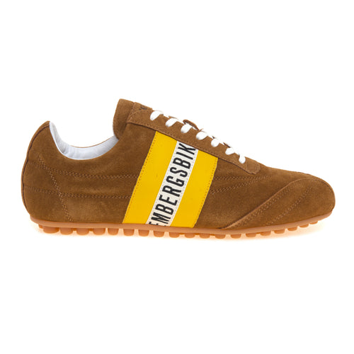 Sneaker Bikkembergs soccer in camoscio con fascia laterale in pelle gialla