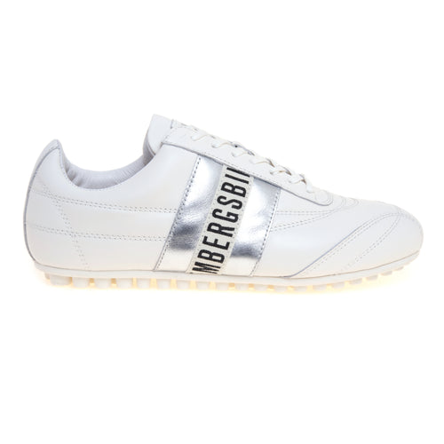 Sneaker Bikkembergs soccer in pelle microforata con banda laterale in pelle argentata