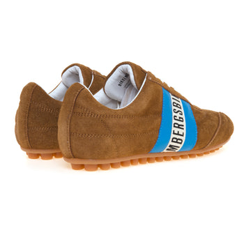Sneaker Bikkembergs soccer in camoscio con banda laterale in pelle azzurra - 3