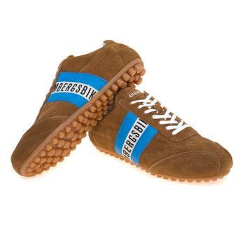 Sneaker Bikkembergs soccer in camoscio con banda laterale in pelle azzurra - 4