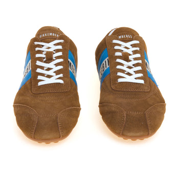 Sneaker Bikkembergs soccer in camoscio con banda laterale in pelle azzurra - 5