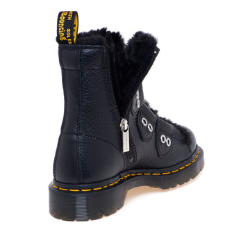 Polacco stile pedula Dr Martens in pelle martellata con ecopelliccia - 4