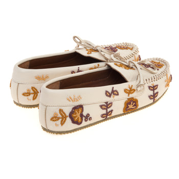 Mocassino De Siena Arianna in pelle con applicazione di perle a tema floreale - 3