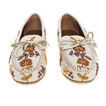Mocassino De Siena Arianna in pelle con applicazione di perle a tema floreale - 5