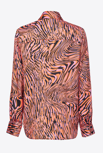 Camicia Pinko in raso con stampa multicolor - 3