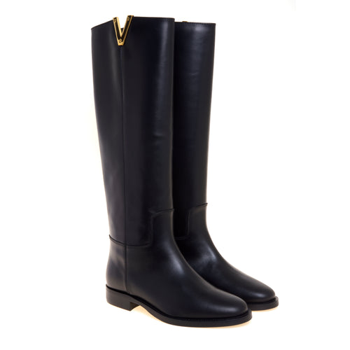 Stivale cavallerizza in pelle Via Roma 15 con "V" gold - 2