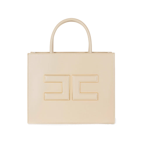 Shopper media Elisabetta Franchi in ecopelle con maxi logo