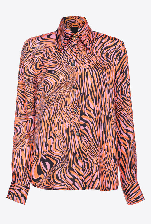 Camicia Pinko in raso con stampa multicolor