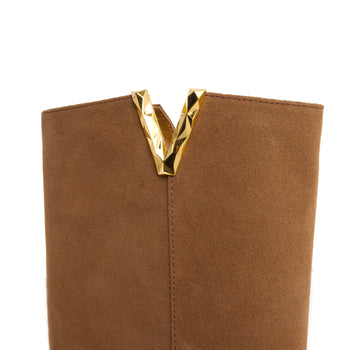 Stivale Via Roma 15 in camoscio con zeppa interna e "V" sfaccettata in metallo - 4