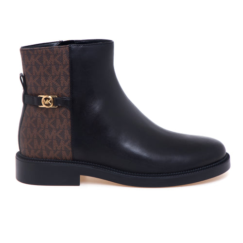Tronchetto Michael Kors "Mandy Bootie" in pelle e tessuto monogram MK