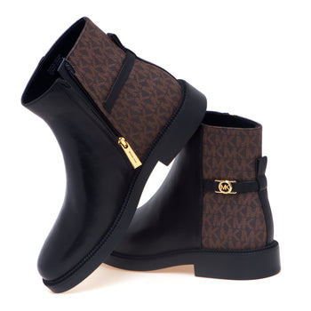 Tronchetto Michael Kors "Mandy Bootie" in pelle e tessuto monogram MK - 4