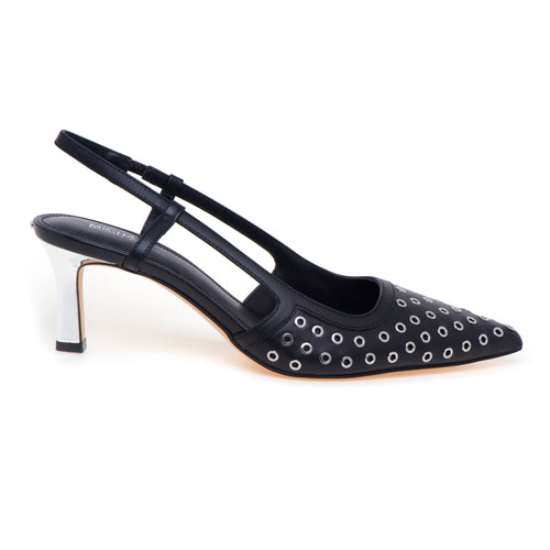 Sling-back Michael Kors "Alora Mid" in pelle con occhielli in metallo e tacco 70 mm