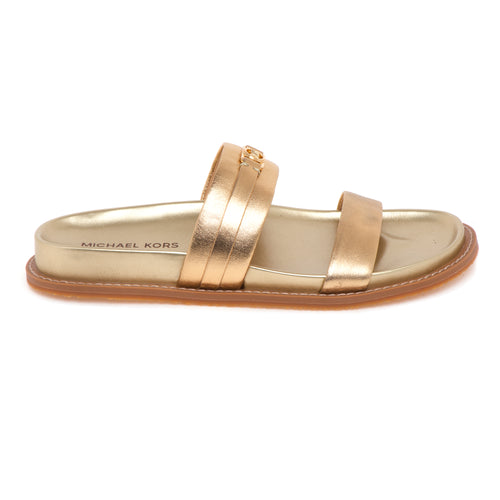 Ciabatta doppia fascia Michael Kors "Mandy" in pelle laminata