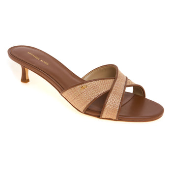 Sandalo Michael Kors Cassidy in pelle e rafia con tacco 55 mm - 4