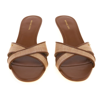 Sandalo Michael Kors Cassidy in pelle e rafia con tacco 55 mm - 5