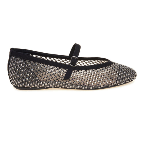 Ballerina retinata con strass e cinturino