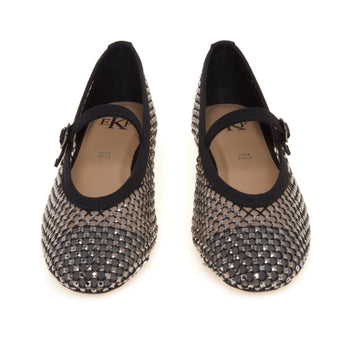 Ballerina retinata con strass e cinturino - 5