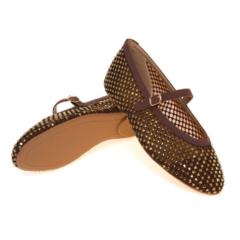 Ballerina retinata con strass e cinturino - 4