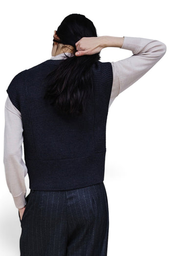 Cardigan smanicato Nenette Cody in misto lana - 3