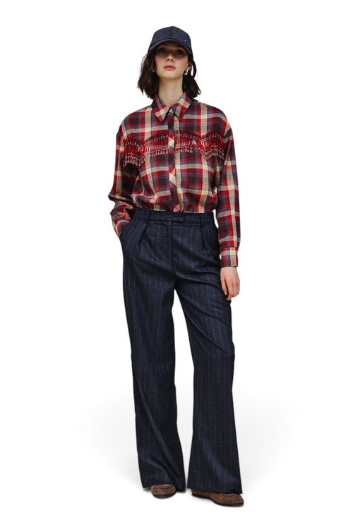 Pantalone gamba larga Nenette Epicor con motivo gessato - 1