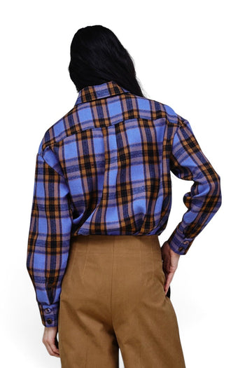 Camicia Nenette Frullo con motivo a quadri e applicazione di piume e strass - 4