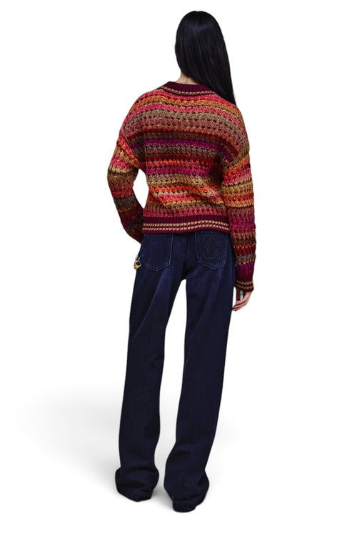 Jeans flaire Nenette Starker in denim con accesorio catena oro - 2