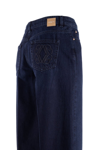 Jeans flaire Nenette Starker in denim con accesorio catena oro - 6