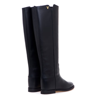 Stivale in pelle Via Roma 15 con zeppa interna e mini logo "V" gold - 3