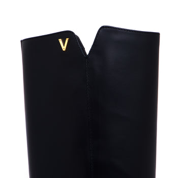 Stivale in pelle Via Roma 15 con zeppa interna e mini logo "V" gold - 4