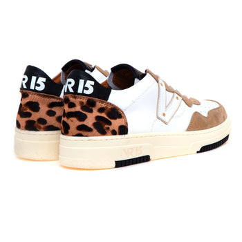 Sneaker basket Via Roma 15 in pelle e camoscio con tallone in cavallino maculato - 3