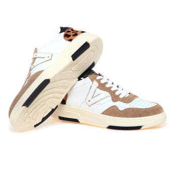 Sneaker basket Via Roma 15 in pelle e camoscio con tallone in cavallino maculato - 4