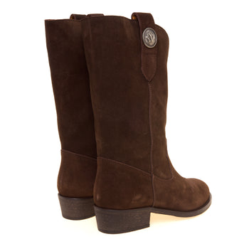 Stivale texano Via Roma 15 in camoscio con ricamo e bottone laterale - 3