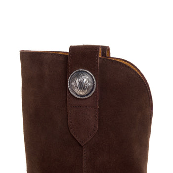 Stivale texano Via Roma 15 in camoscio con ricamo e bottone laterale - 4