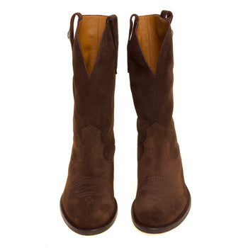 Stivale texano Via Roma 15 in camoscio con ricamo e bottone laterale - 5