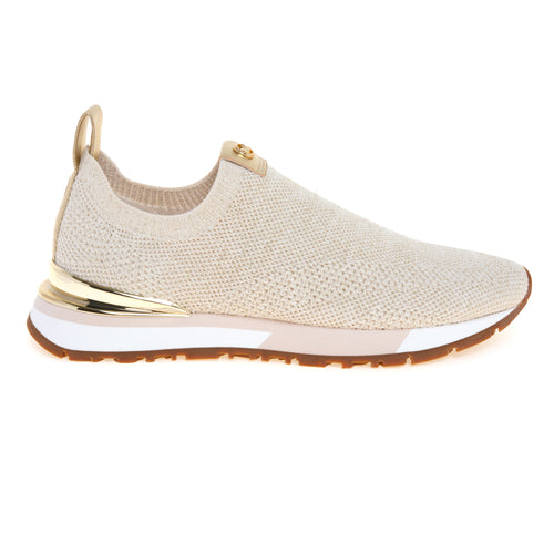 Sneaker slip-on Michael Kors Nova Slip in tessuto laminato stretch BIEGE