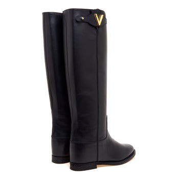 Stivale in pelle Via Roma 15 con zeppa interna e patta con "V" sul lato - 3